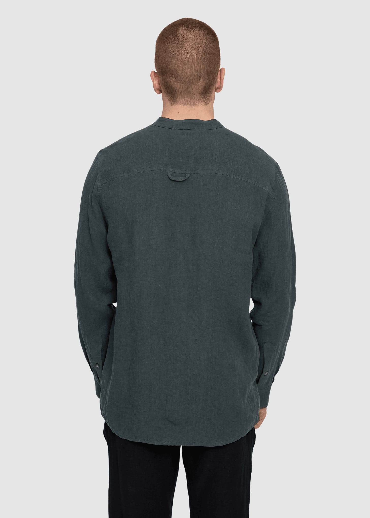 Stand Collar Linen Shirt Bottle