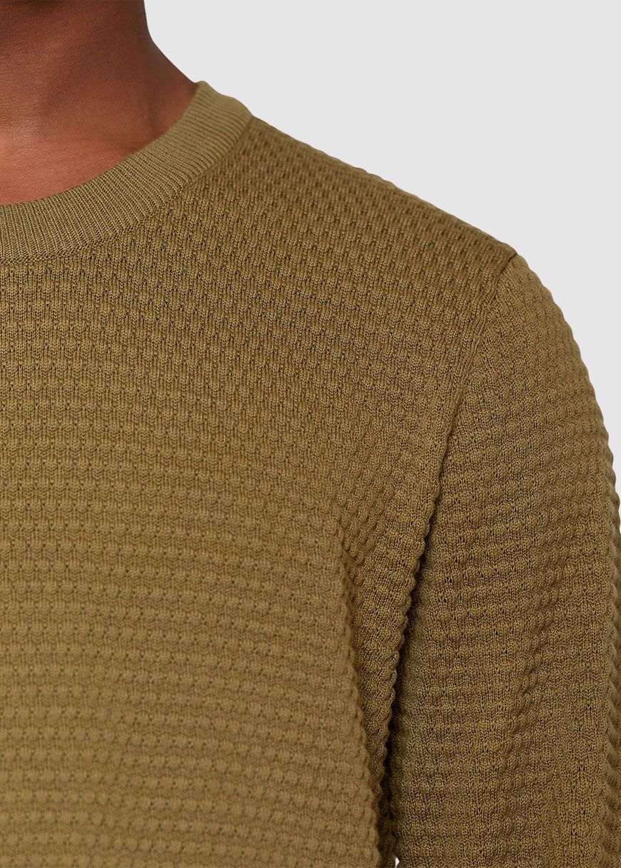 knowledge_cotton_apparel_vagn_regular_bubble_knit_crew_neck_AW_25_KCA_1080067_1068_Burned_Olive_4_249b4e82de Vagn Regular Bubble Knit Crew Neck