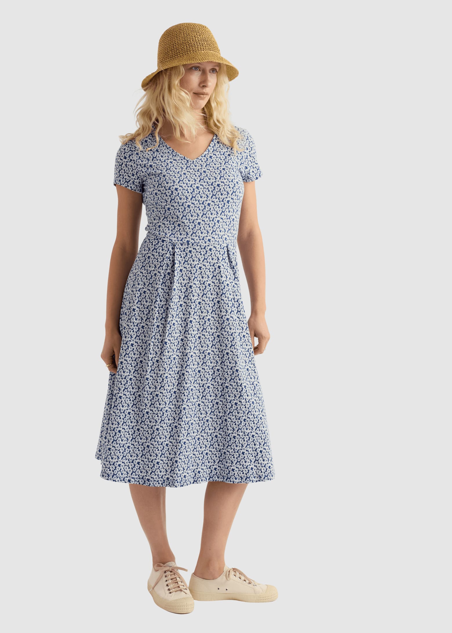 Pier View Dress Bunched Cornflowers Dark Voyage