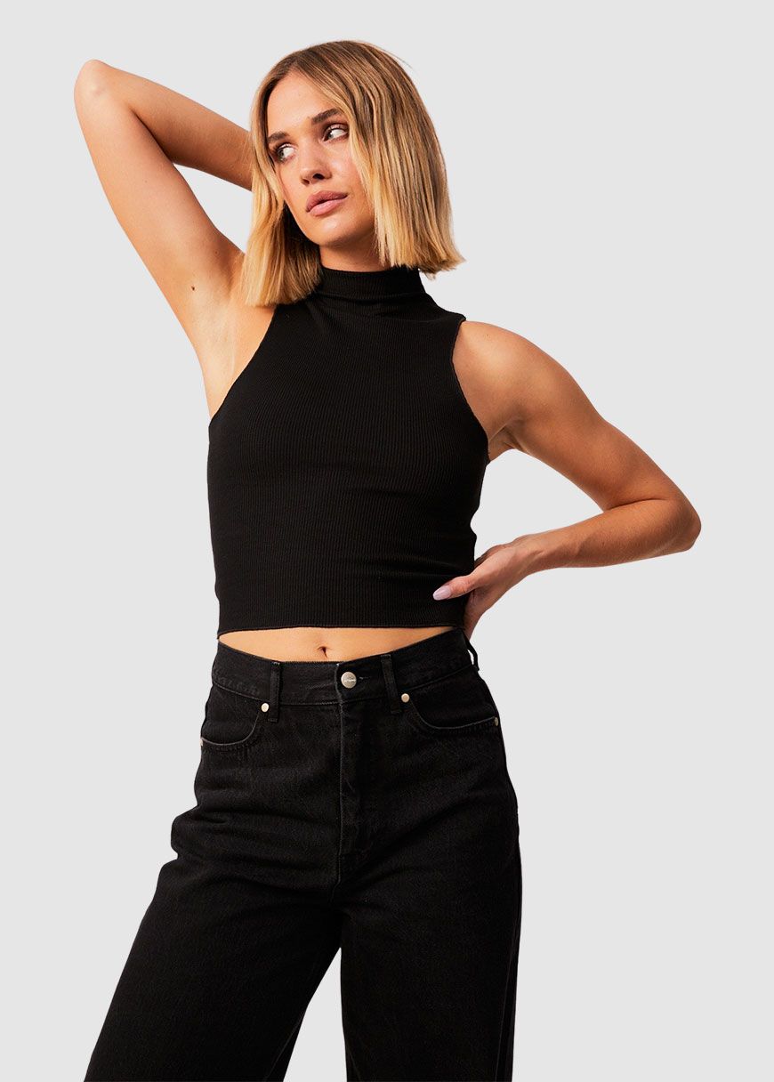 Iconic Hemp Ribbed High Neck Tank