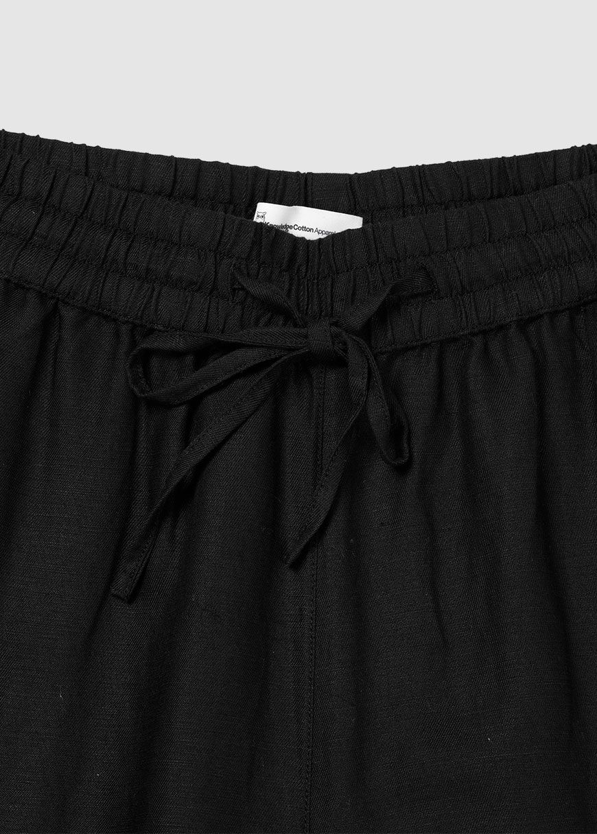 Linen Mix Elastic Waist Pants