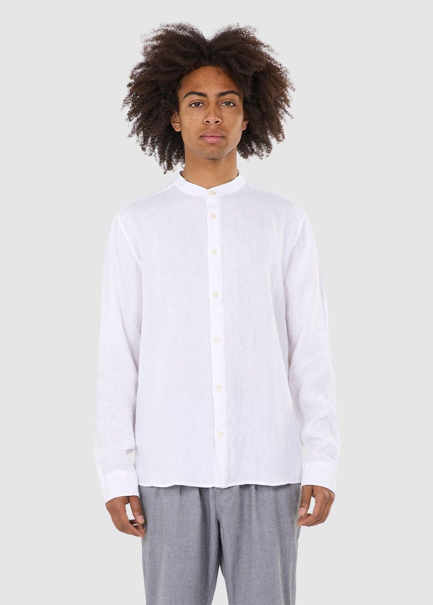 Custom Fit Linen Stand Collar Shirt Custom Fit Linen Stand Collar Shirt