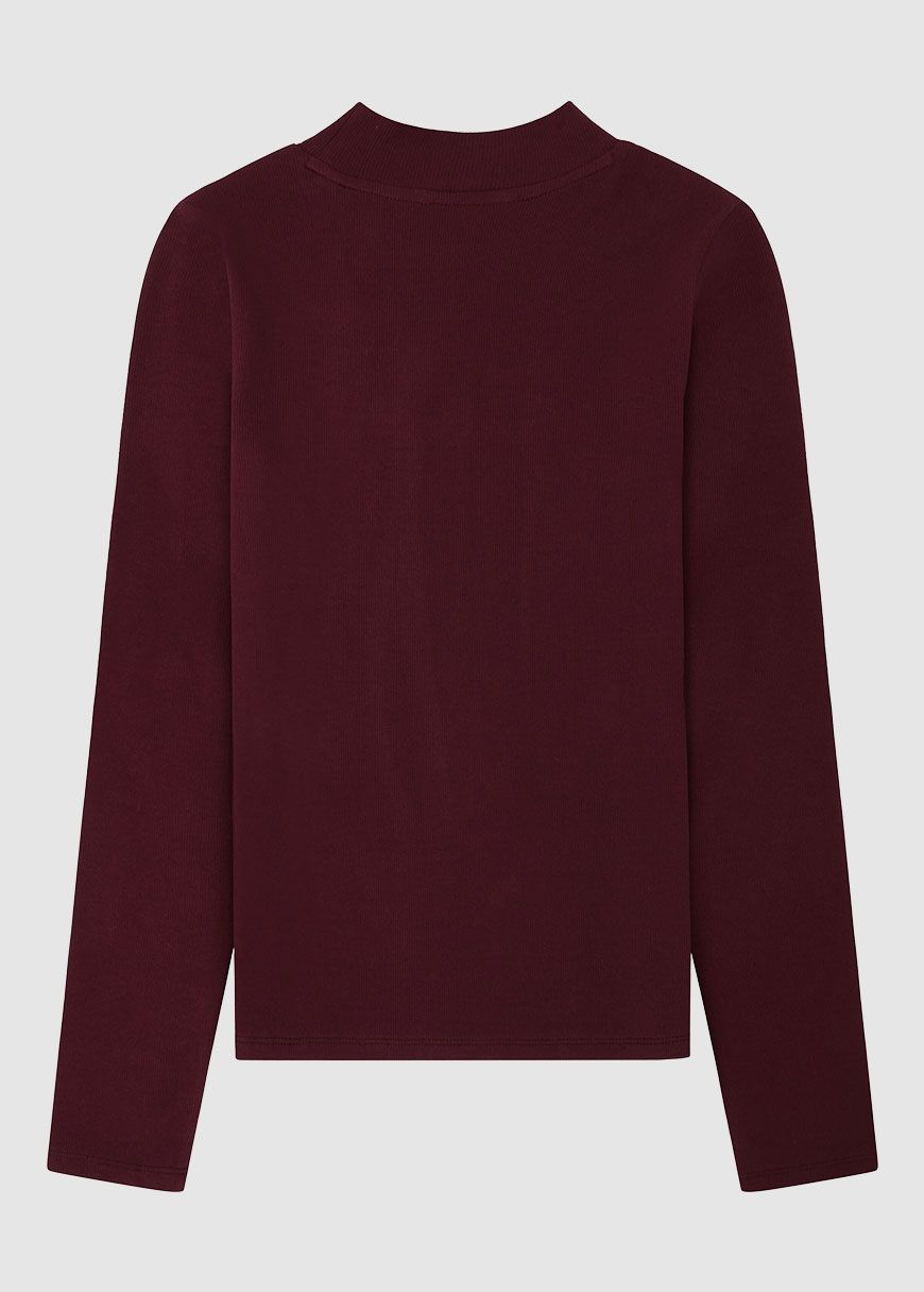 Rib High Neck Long Sleeved