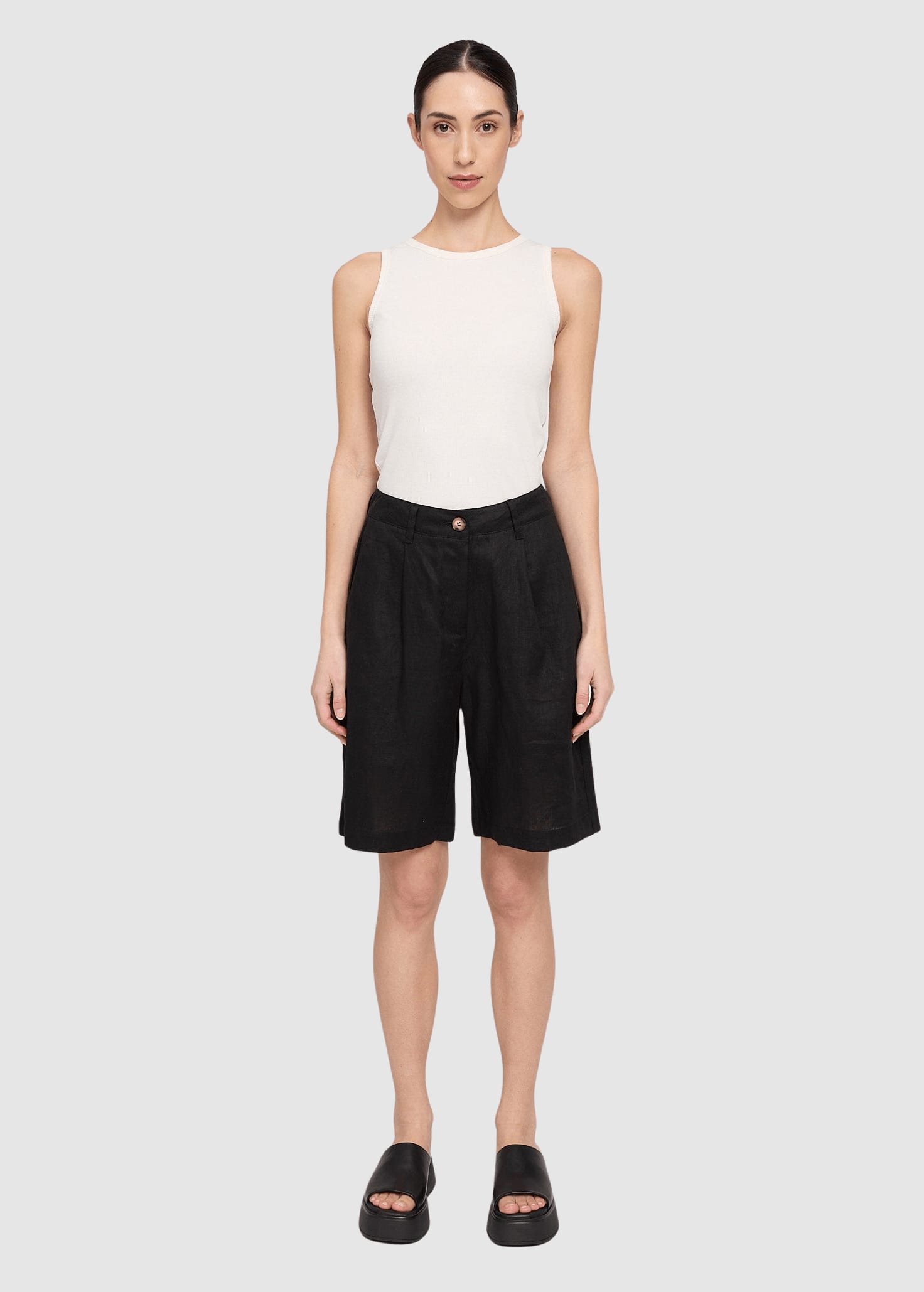 Linen Bermuda Shorts Black Linen Bermuda Shorts Black
