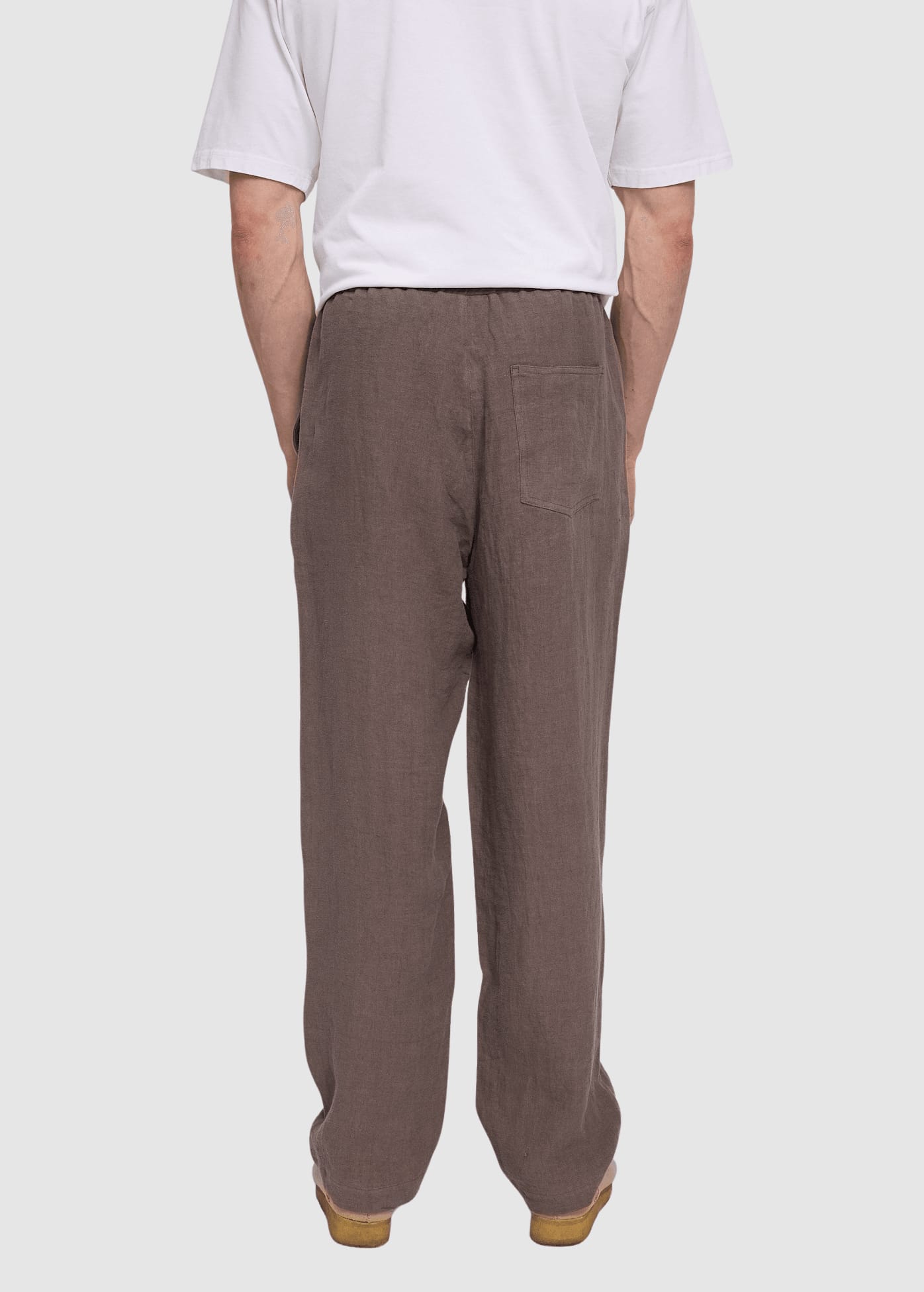 Linen Pull-On Pants Grey Brown Linen Pull-On Pants Grey Brown