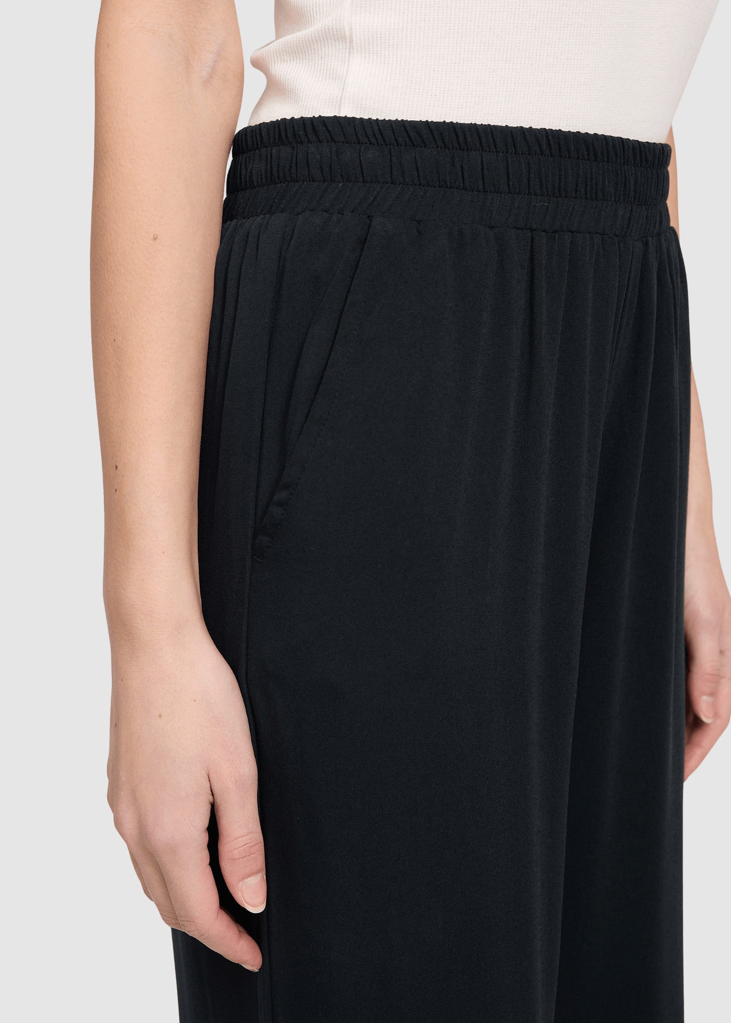 Wide Leg Viscose Pants Black