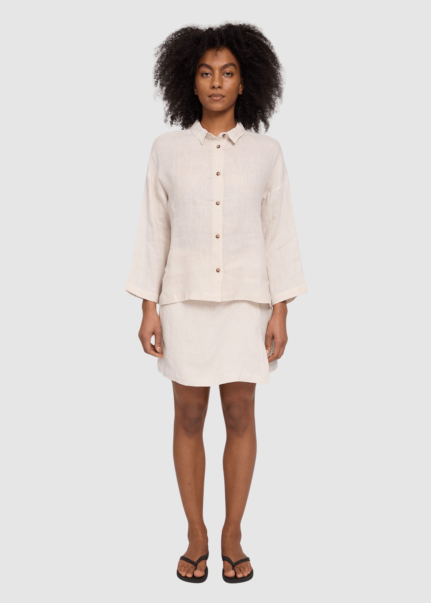 3/4 Sleeve Linen Shirt Moon