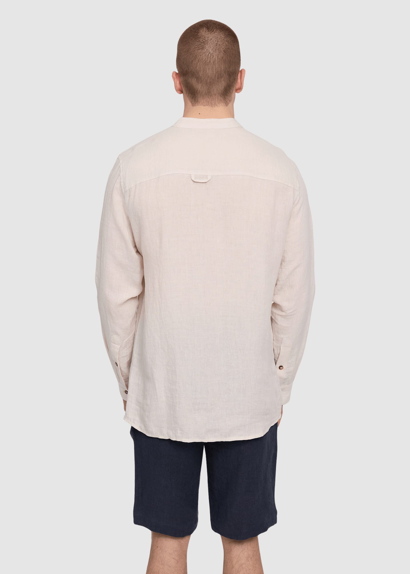 Stand Collar Linen Shirt Moon