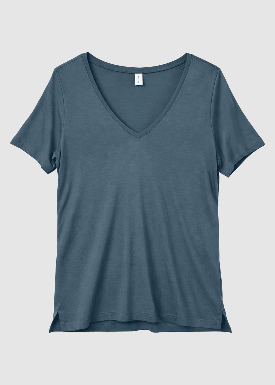 Ecovero Viscose V-Neck T-Shirt Steel Blue Ecovero Viscose V-Neck T-Shirt Steel Blue