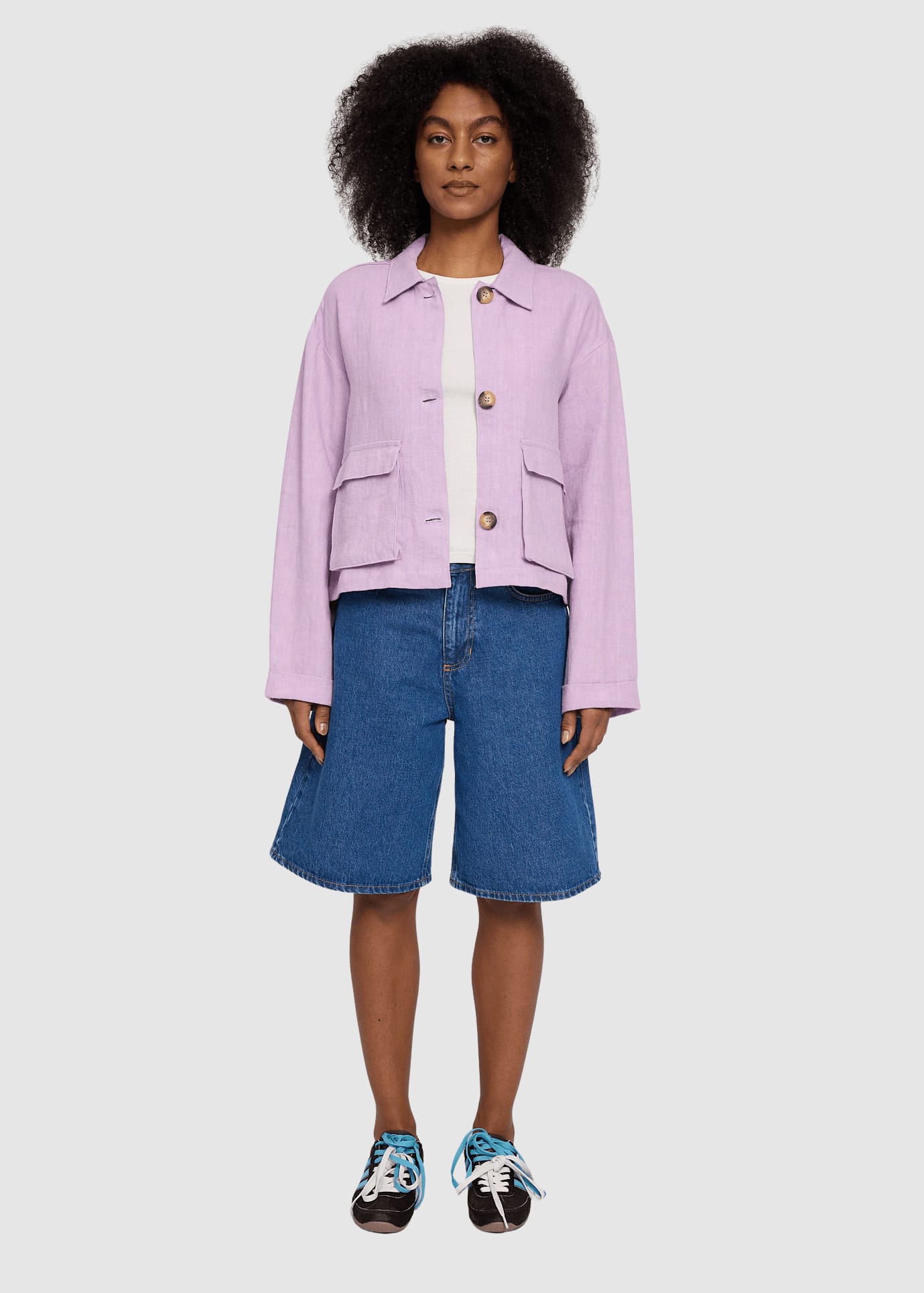 Short Linen Jacket Bright Lavender