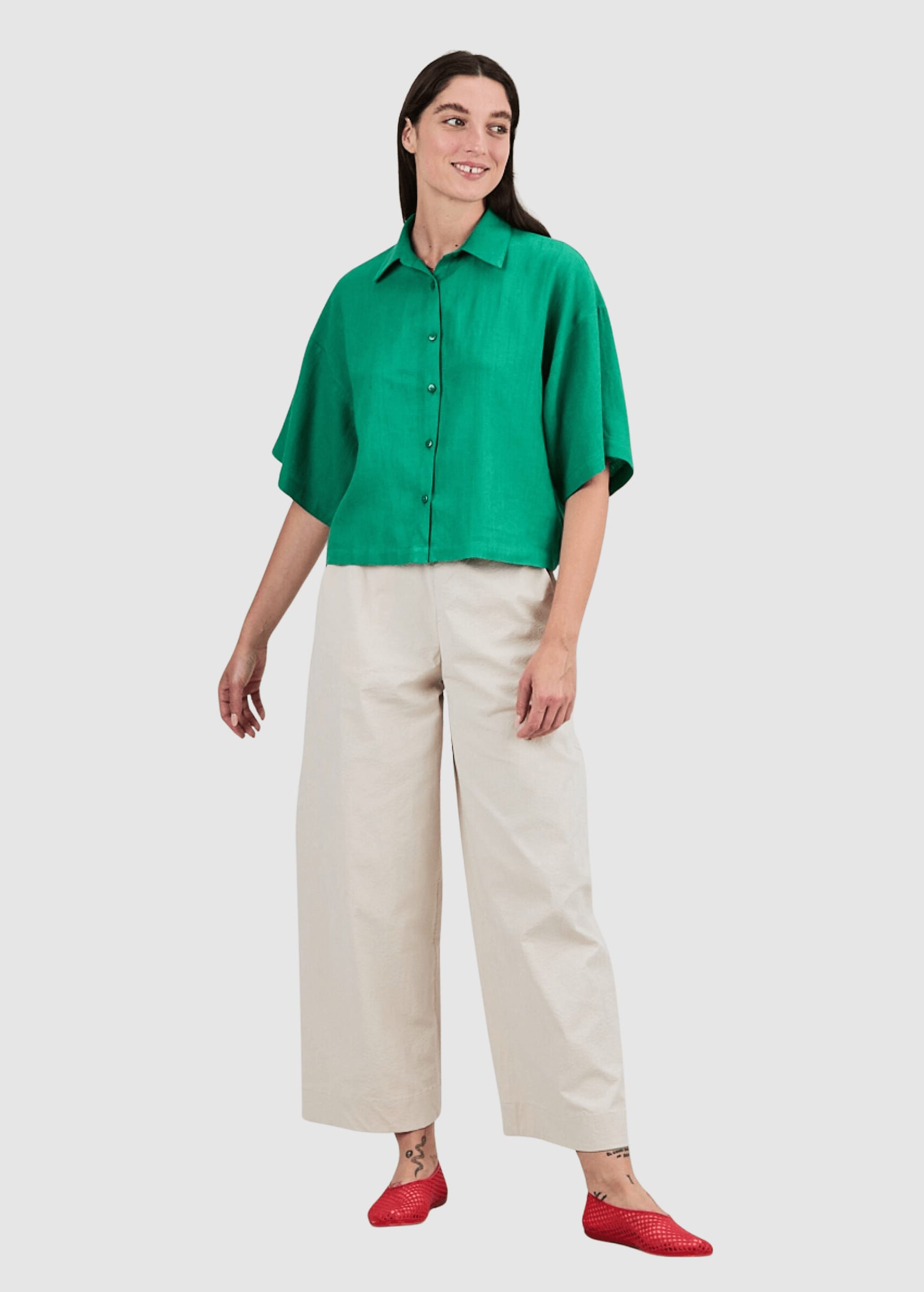 Boxy Squared Blouse Green