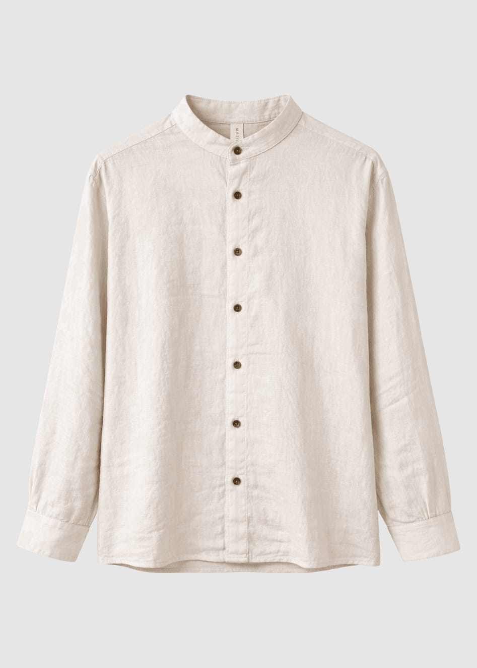 Stand Collar Linen Shirt Moon