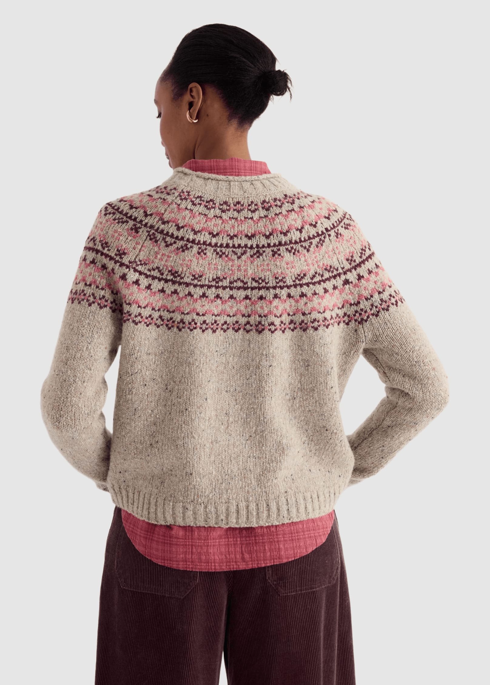 Port Kinnis Jumper Merino Shingle Bay Dark Rose Mix