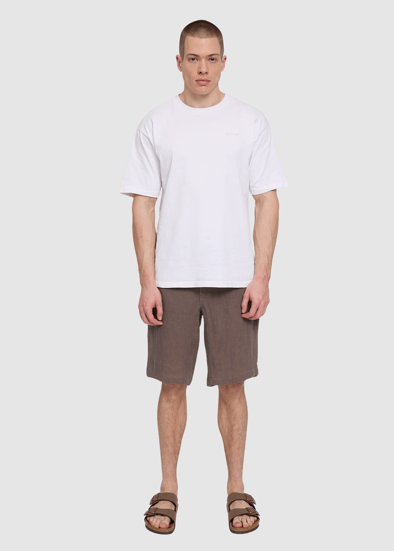 Regular Linen Shorts Grey Brown