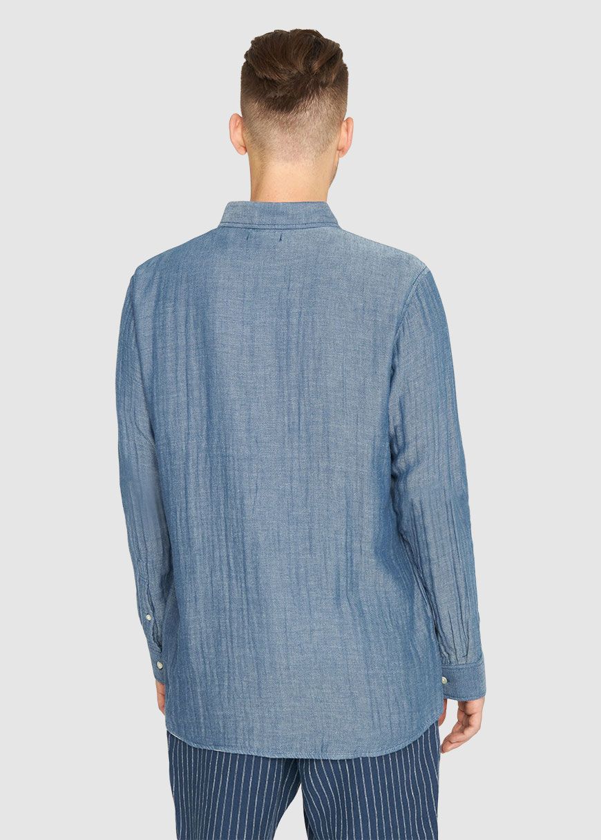 Relaxed Fit Double Layer Fishbone Structure Cotton Shirt Relaxed Fit Double Layer Fishbone Structure Cotton Shirt