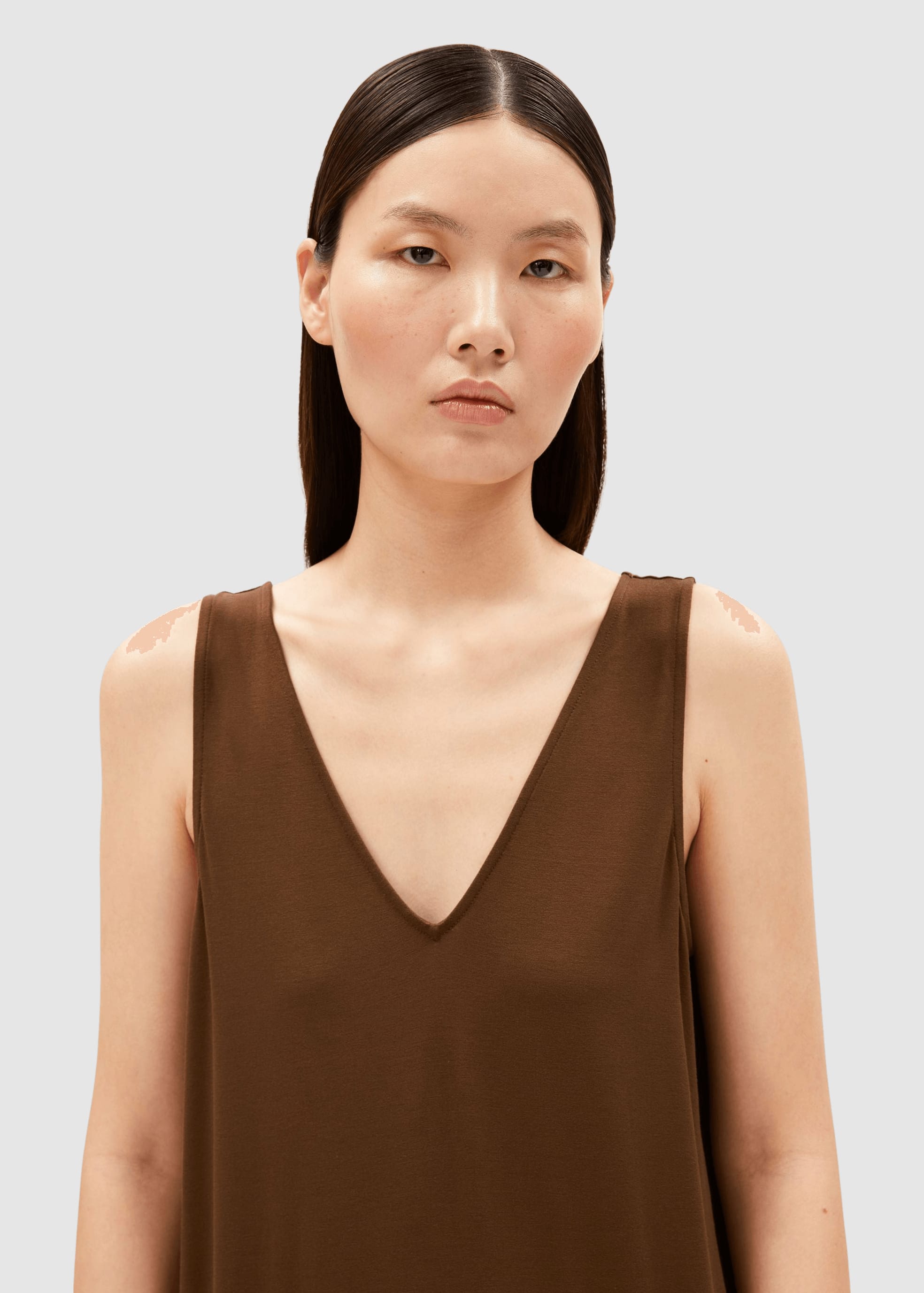 Sleeveless Jersey Midi Dress Dried Palm