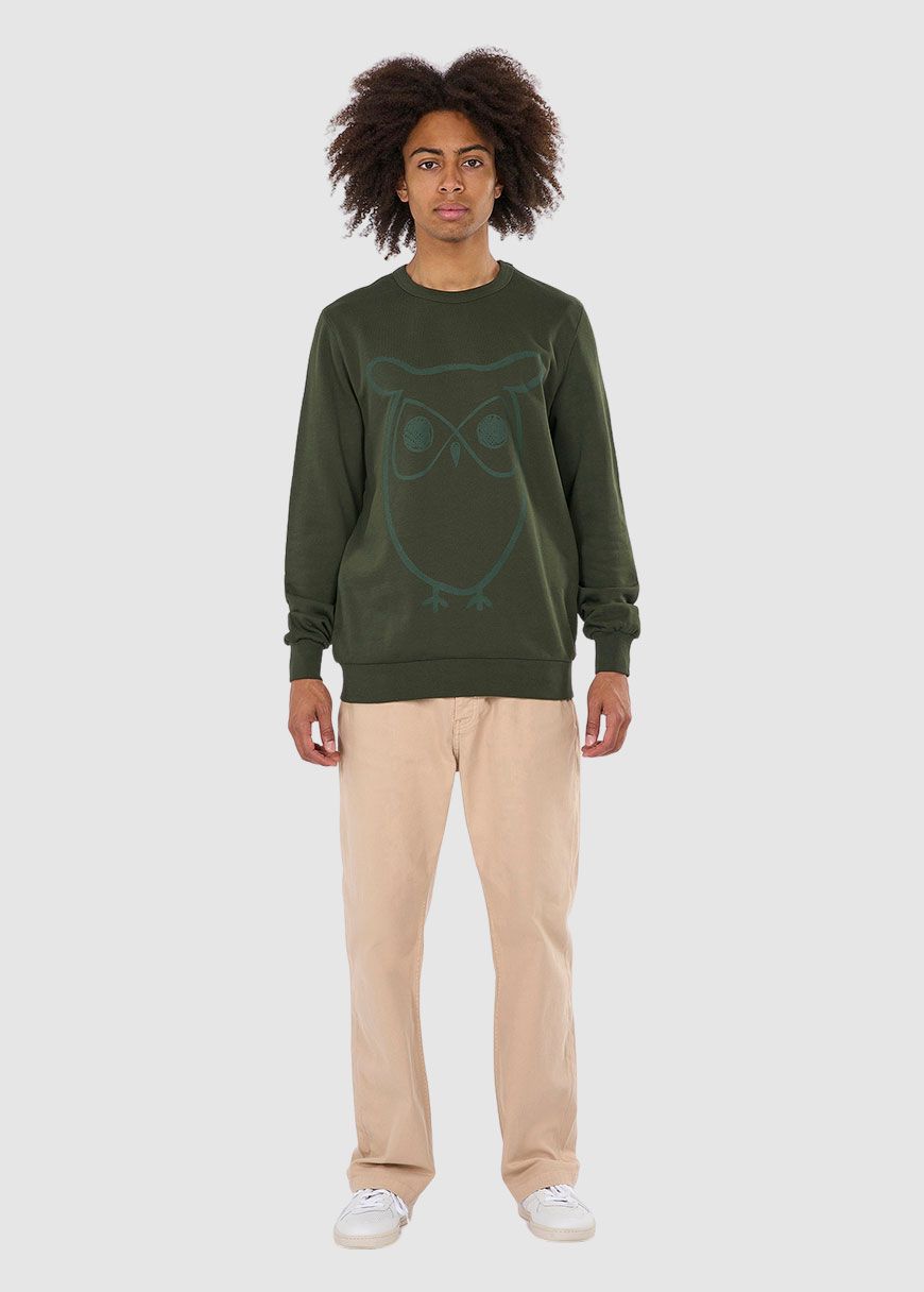 Crew Neck Big Owl Front Print Sweat