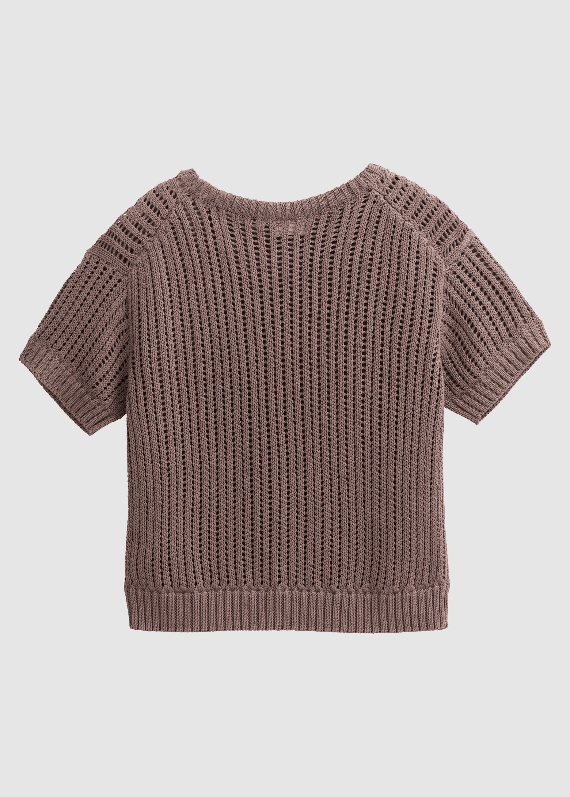 Ajour Kurzarm-Pullover Taupe