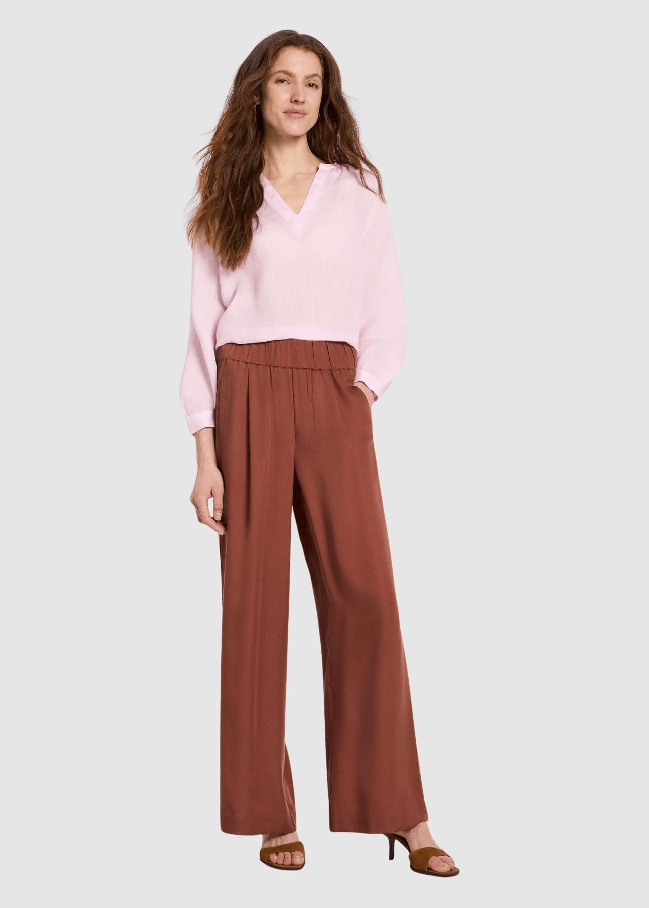 Hose Mit Weitem Bein Dark Mocca