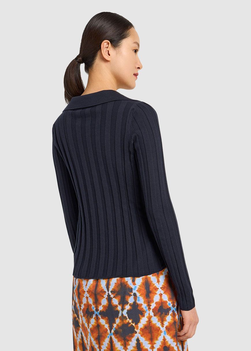 Rippenpullover mit Polo-Kragen