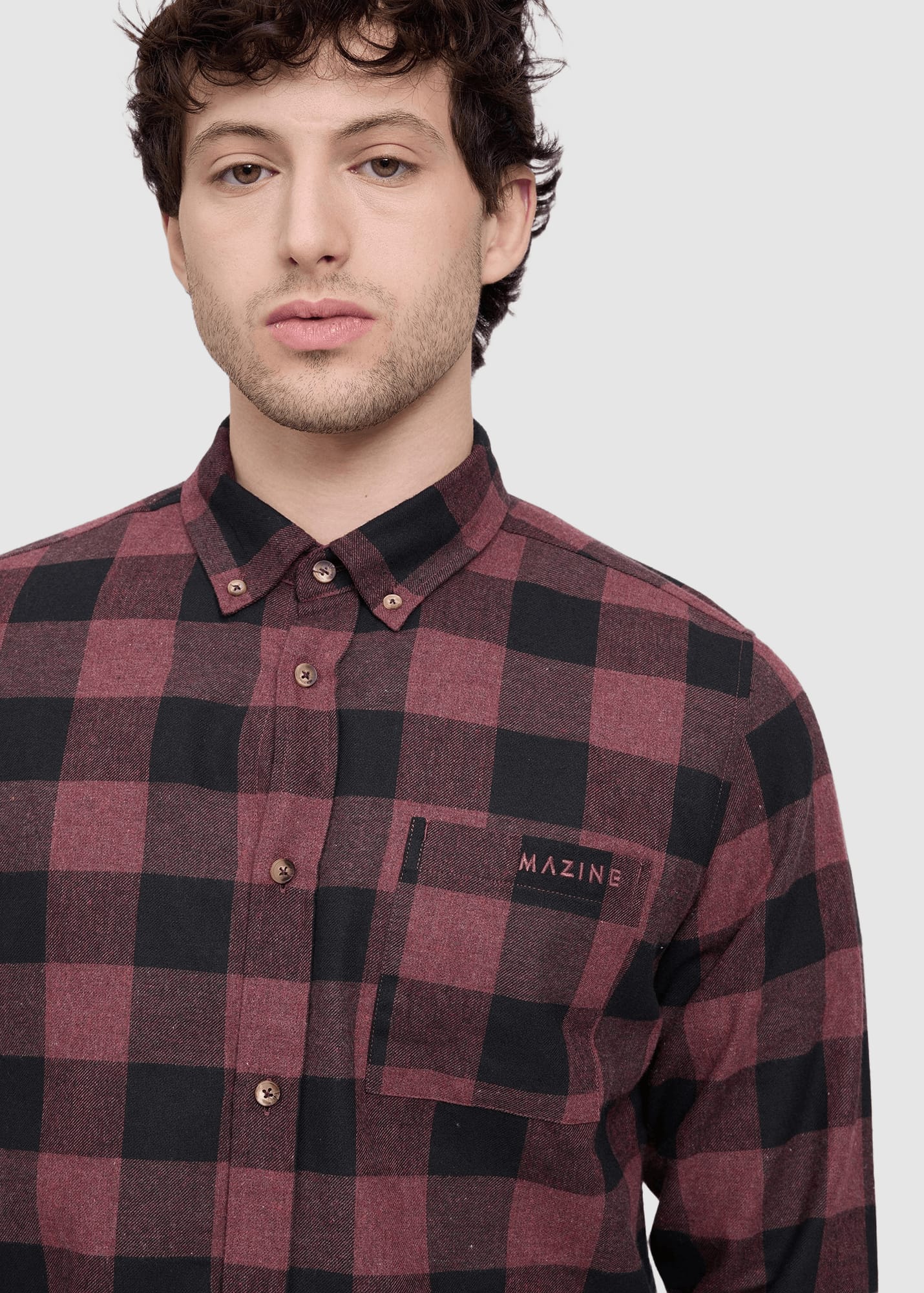 Checked Flannel Shirt Eggplant Black Melange