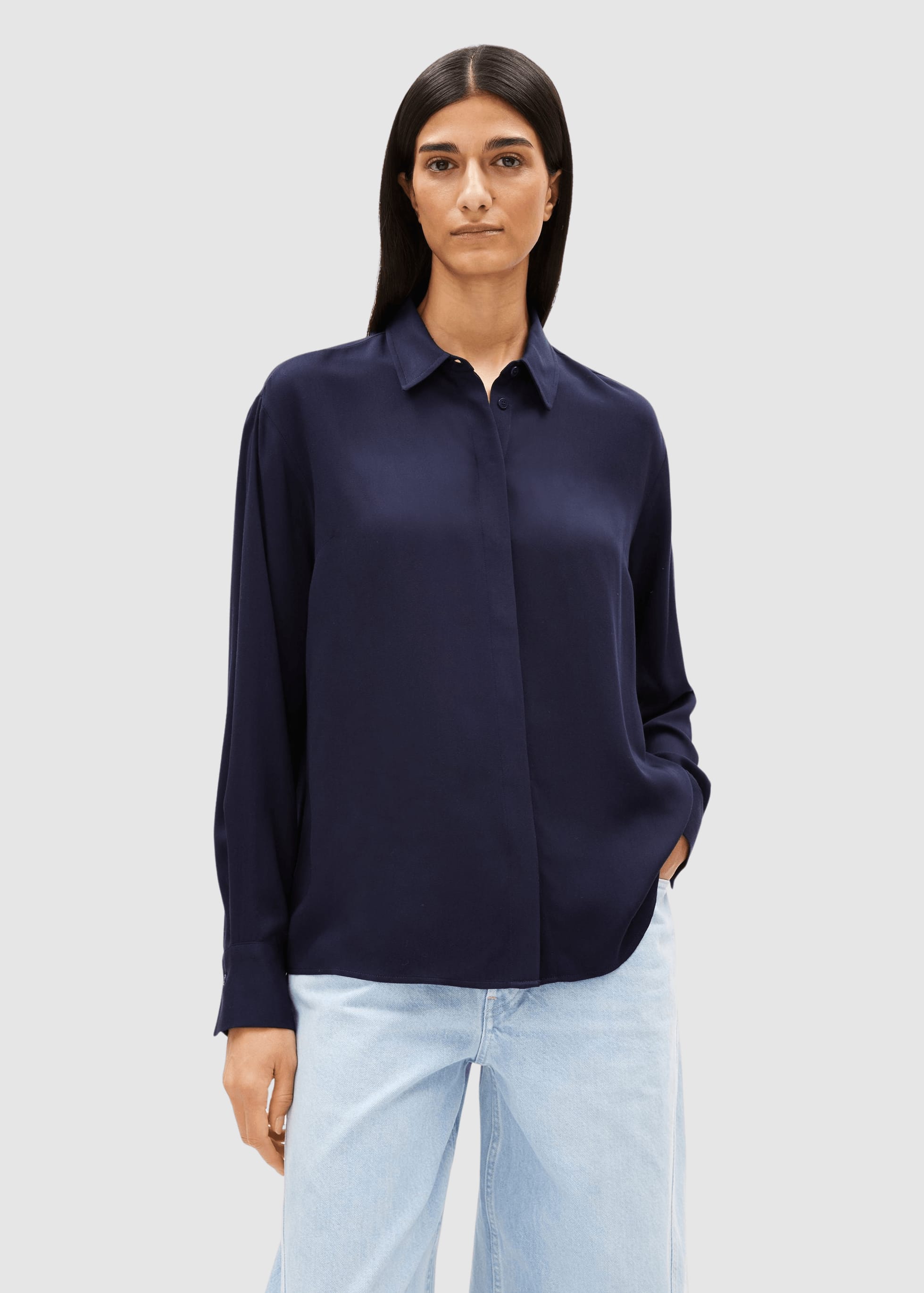 Larisaana Longsleeve Blouse Tinted Navy