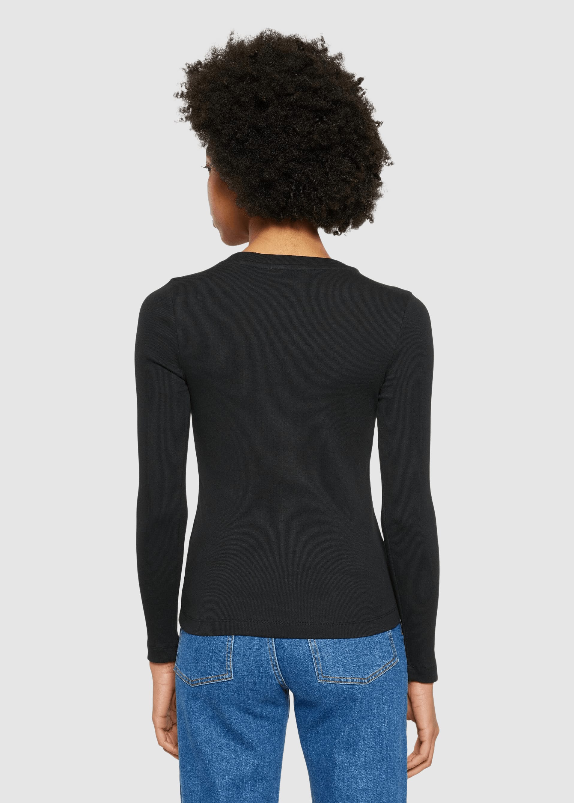 Rib Long Sleeve T-Shirt Black Jet
