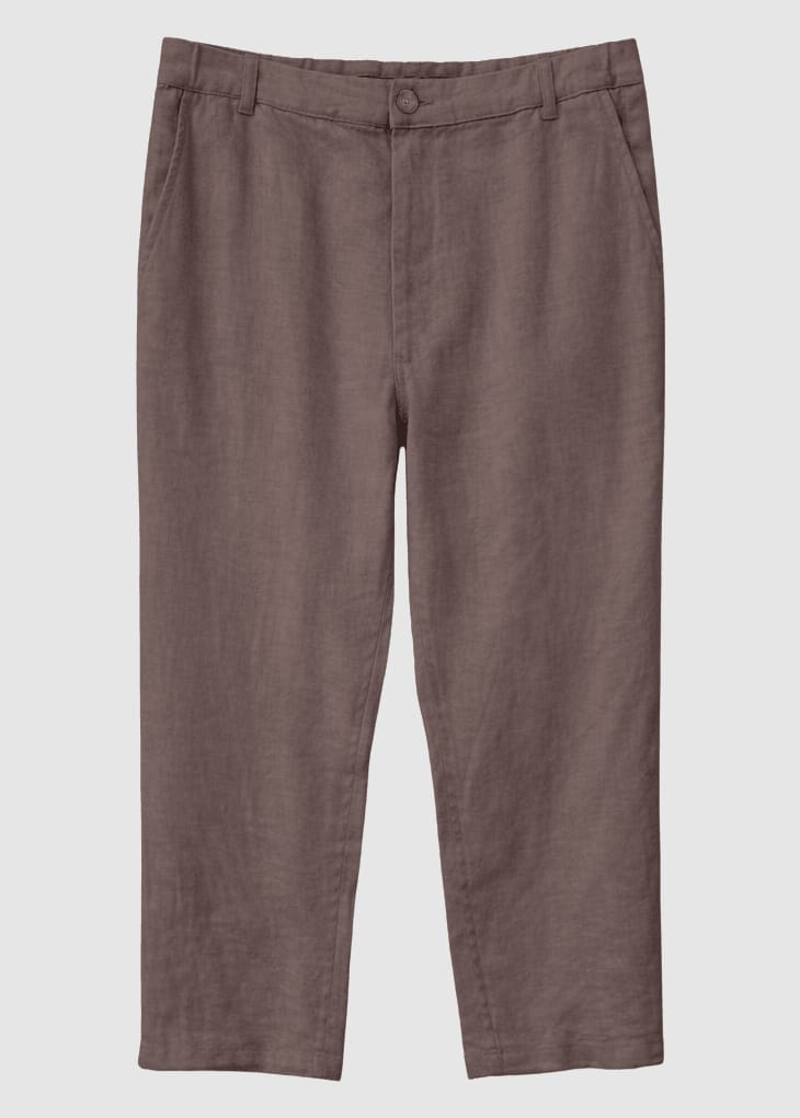 Regular Linen Pants Grey Brown