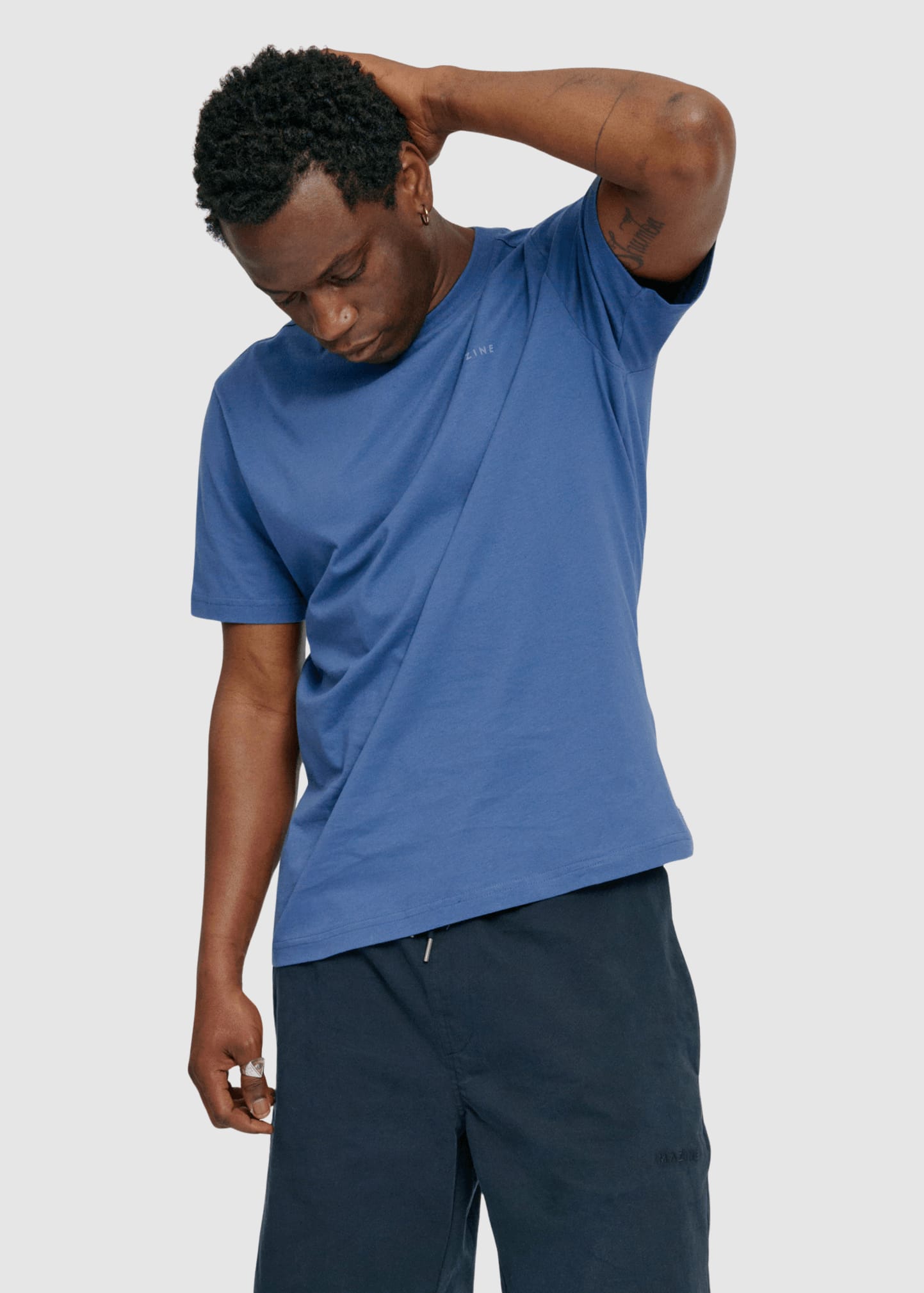 Back Print T-Shirt Blue Indigo Palm Back Print T-Shirt Blue Indigo Palm