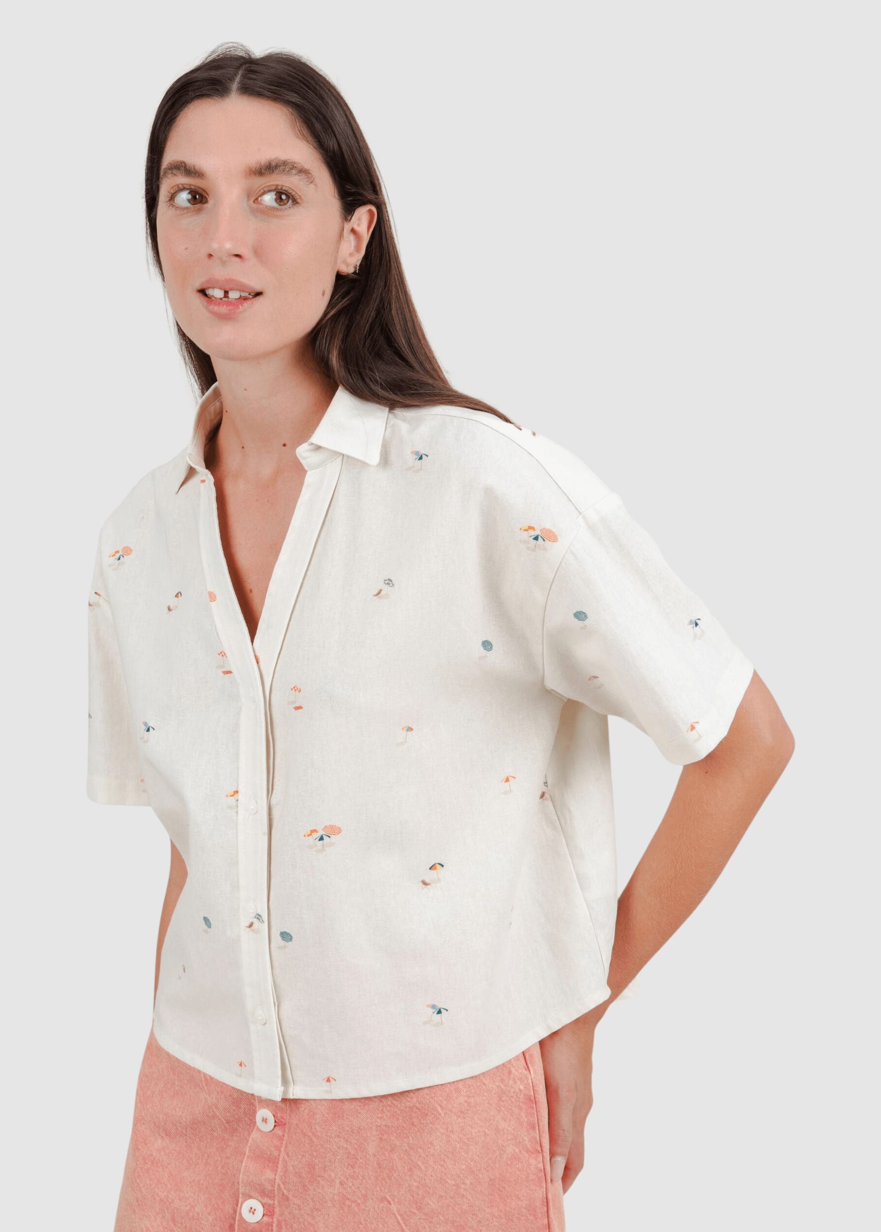 Beach Please Cropped Blouse Ecru