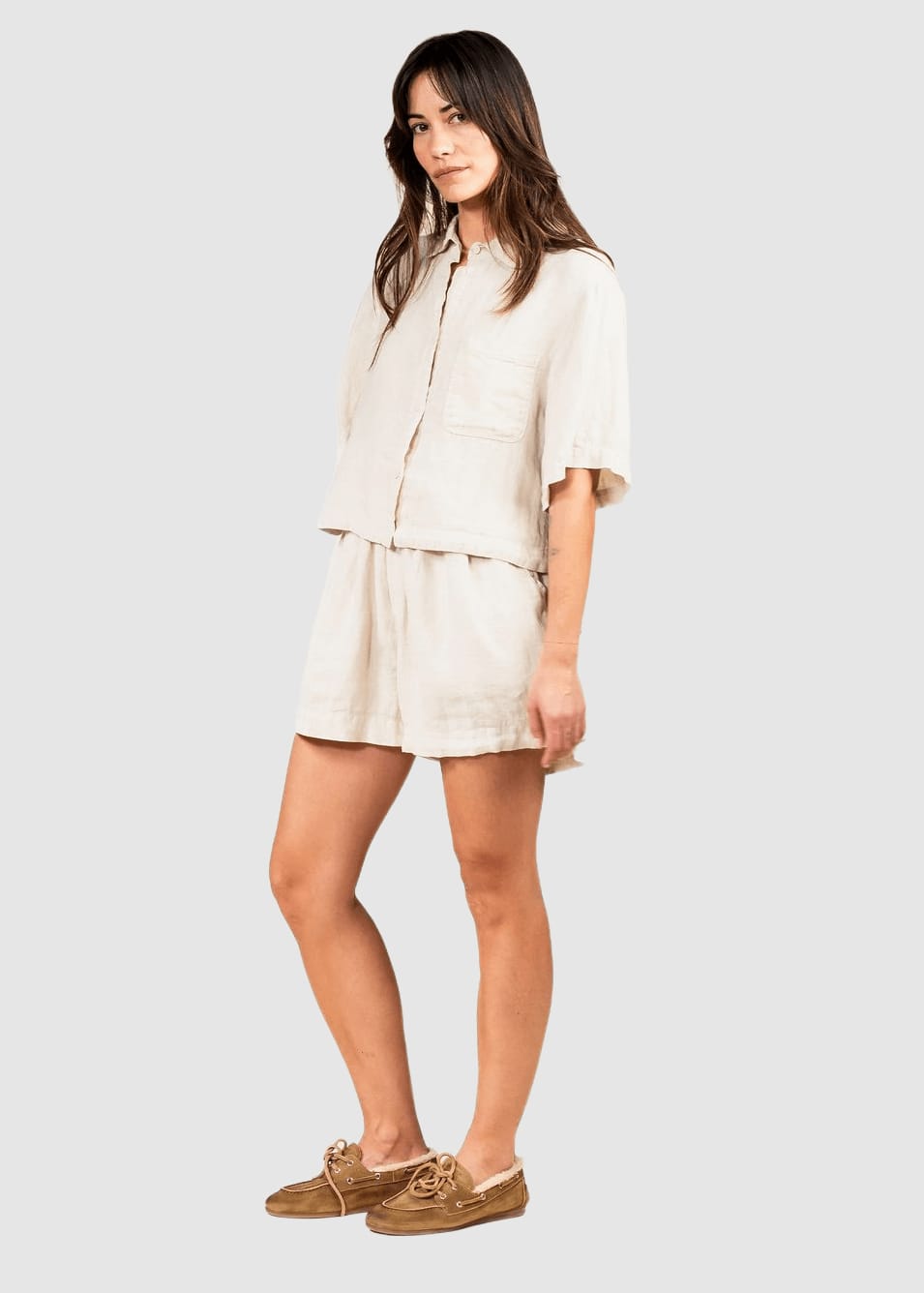 Chloe Linen Short Solid Oatmeal Chloe Linen Short Solid Oatmeal