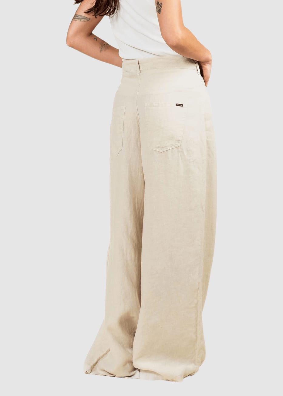 Loren Linen Pant Solid Oatmeal