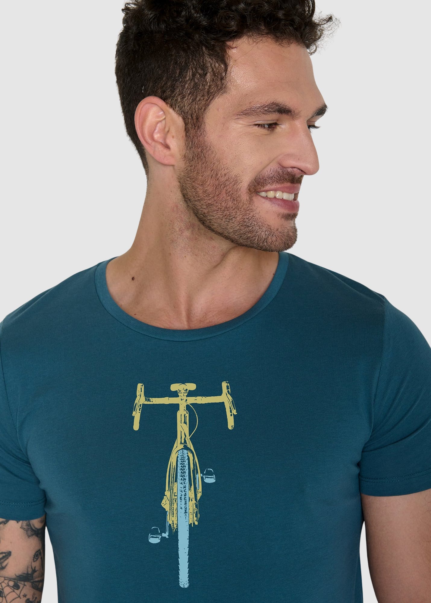 Bike Front Stamp Guide T-Shirt Blue Stone