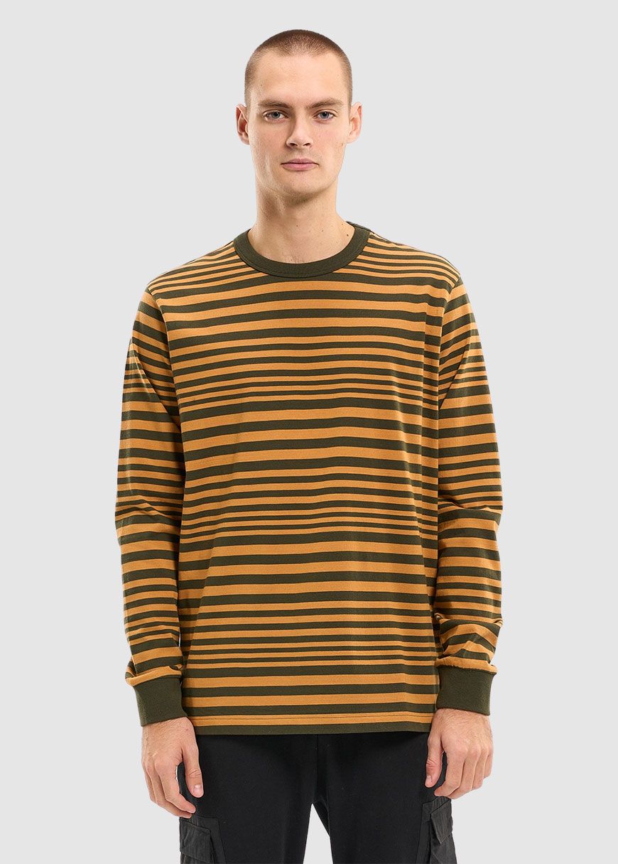 Regular Long Sleeve Cotton Striped O-Neck T-Shirt