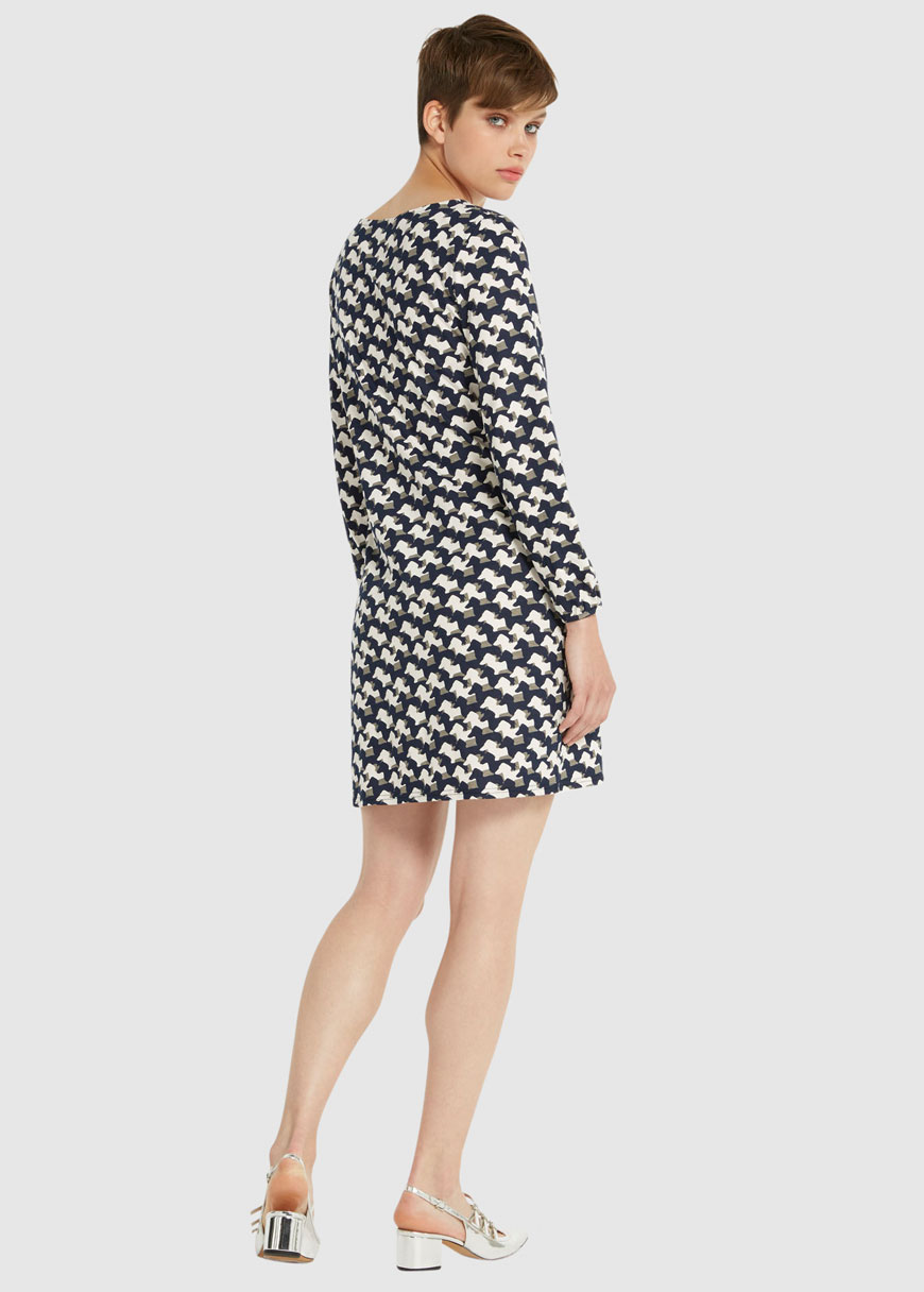 P. Jensen Sausage Dog Shift Dress Navy Multi