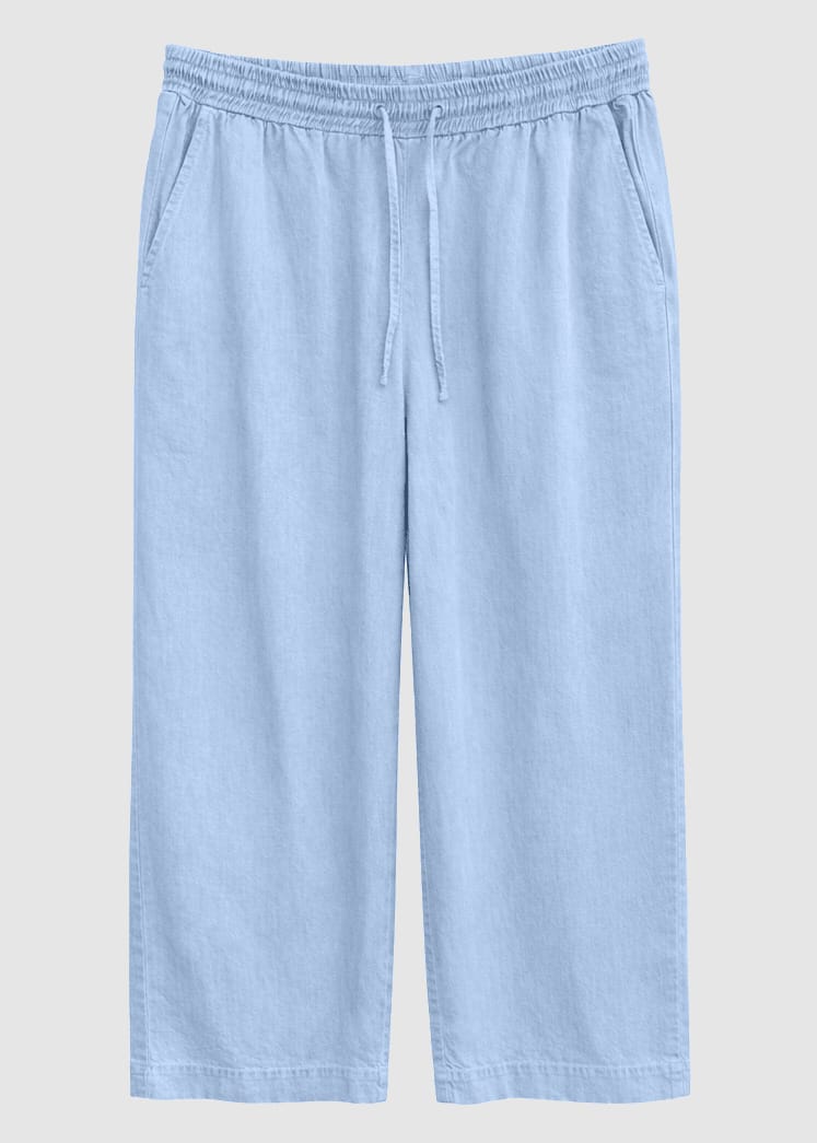Wide Leg Tencel Pants Elastic Light Blue Wash