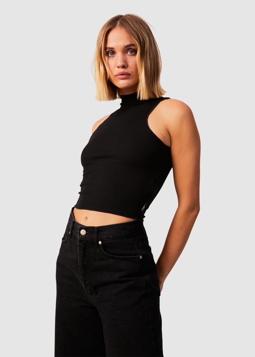 Iconic Hemp Ribbed High Neck Tank
