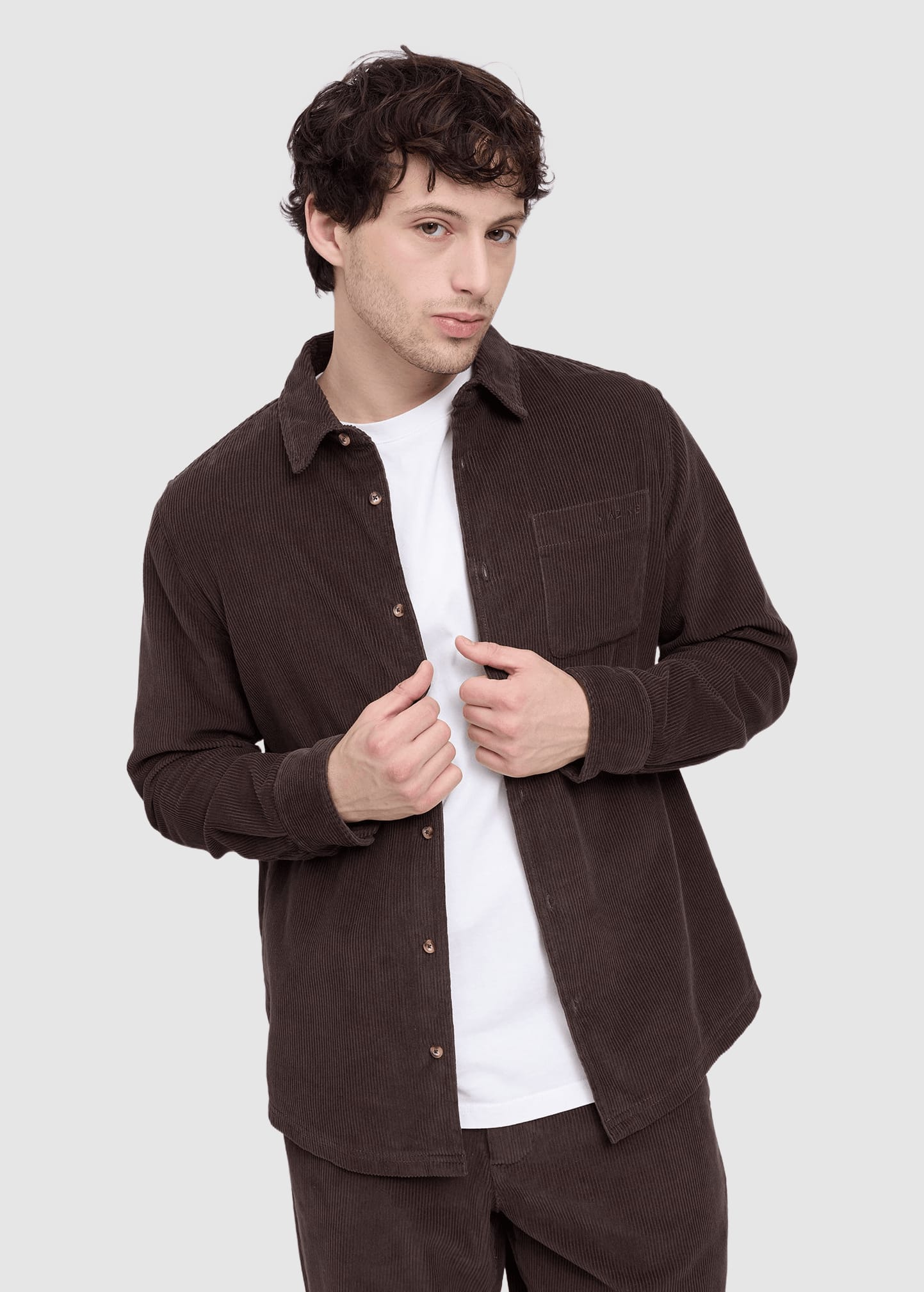 Pocket Corduroy Shirt Black Coffee