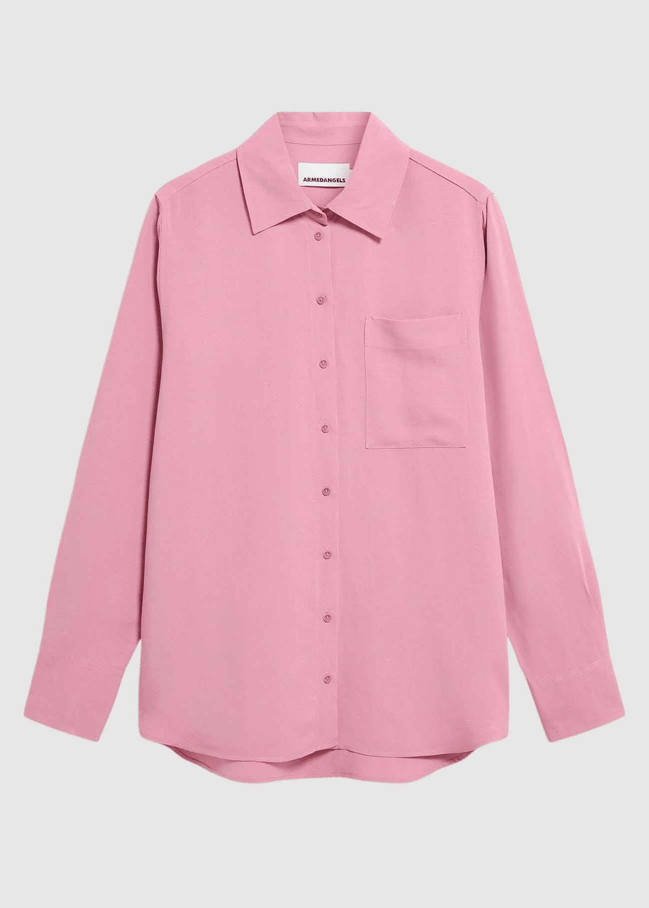 Linen Blend Shirt Blouse Washed Berry