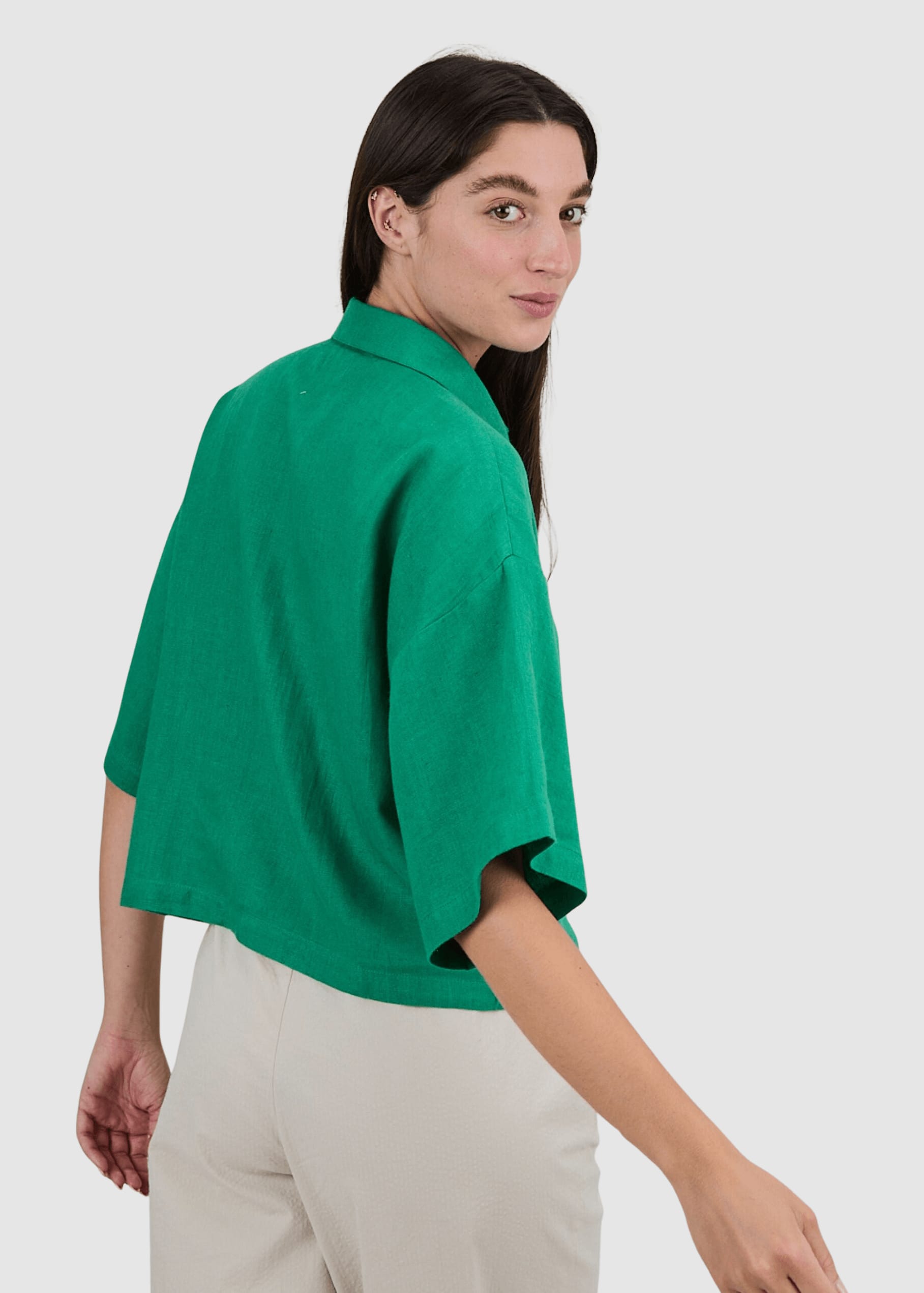 Boxy Squared Blouse Green