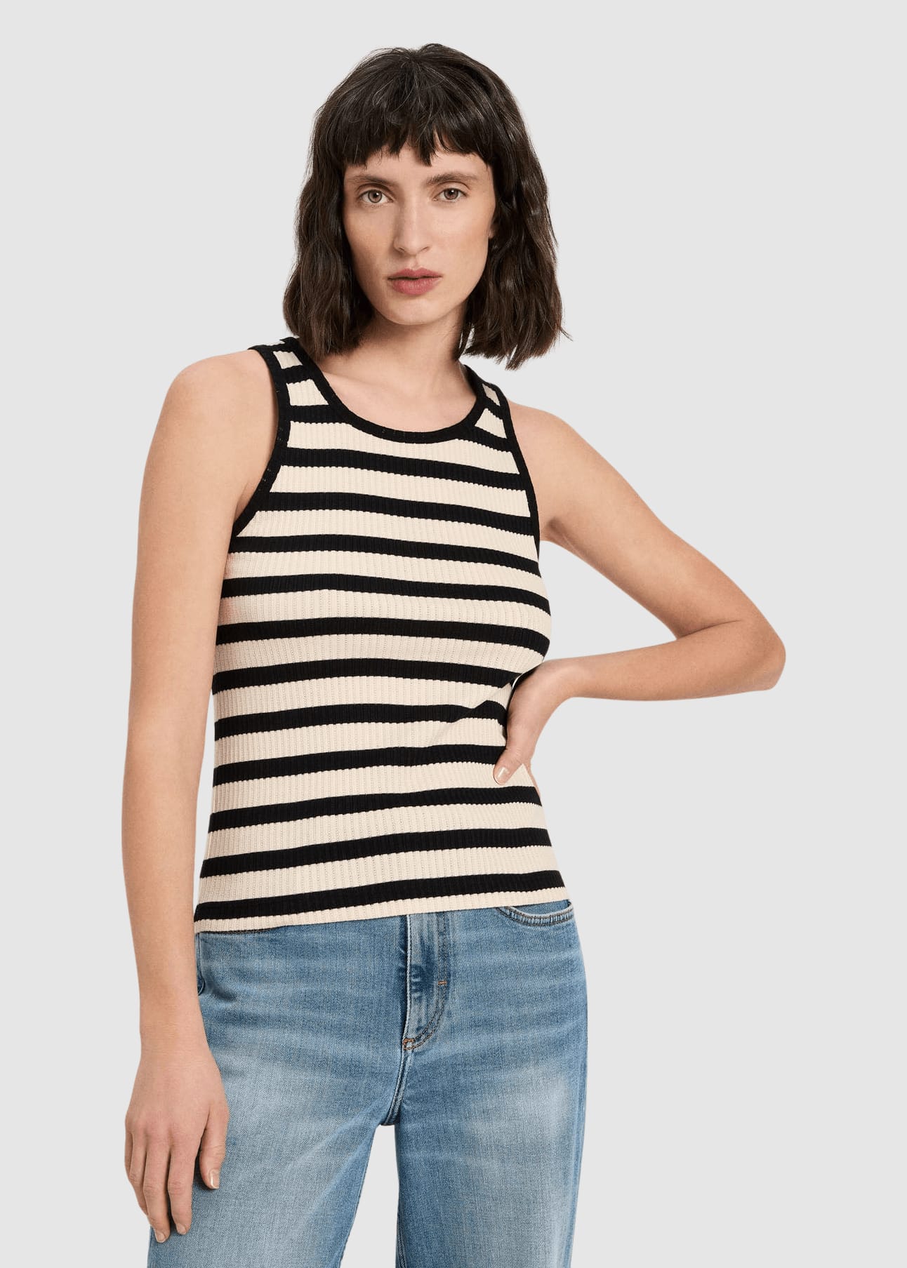 Tanktop Mit Streifen Black Creme Tanktop Mit Streifen Black Creme