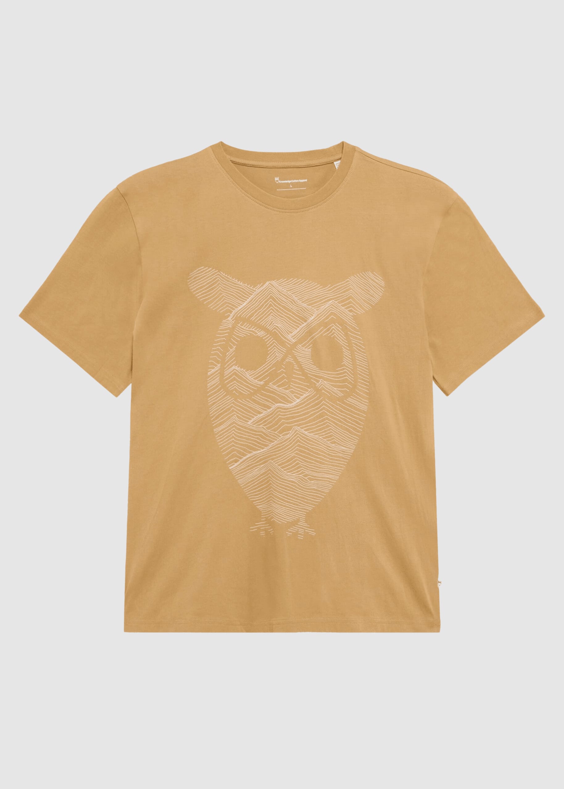 knowledge-cotton-apparel-front-print-t-shirt-kelp-melange-1.jpeg Front Print T-Shirt Kelp Melange