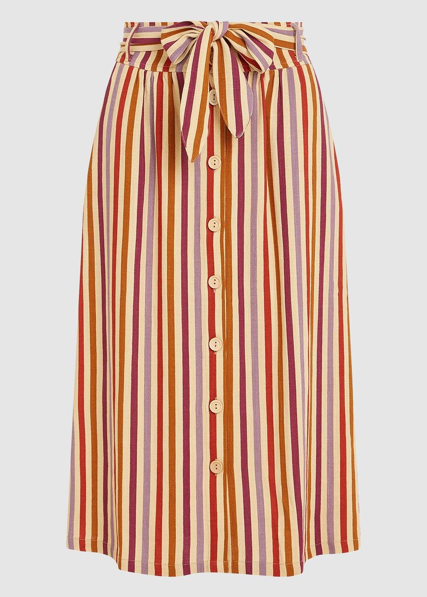 Lola Button Skirt Cassava Stripe
