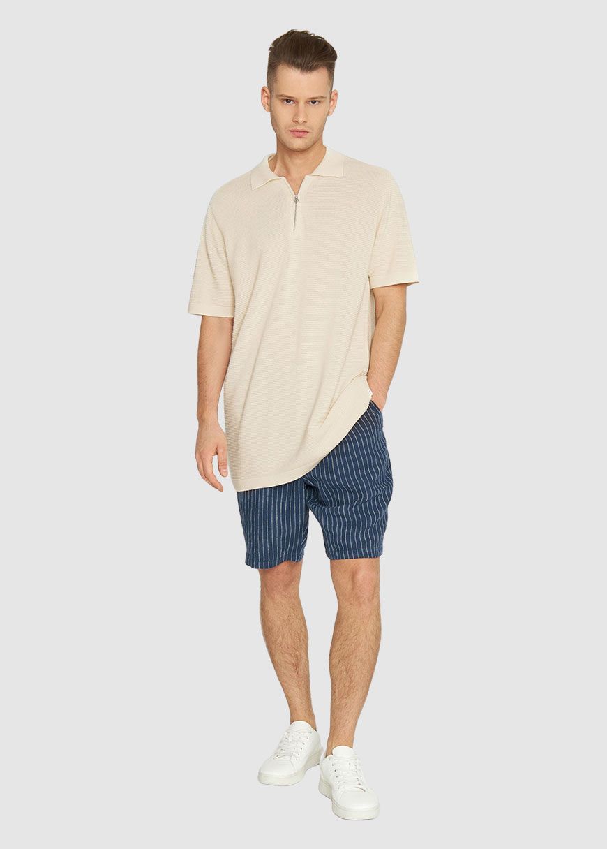 Polo With Zipper In Reverse Knit Polo With Zipper In Reverse Knit