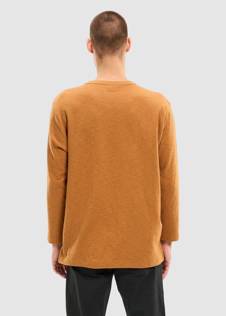 Long Sleeve Cotton Slub Double Layer O-Neck T-Shirt