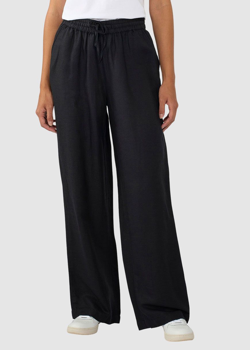 Linen Mix Elastic Waist Pants