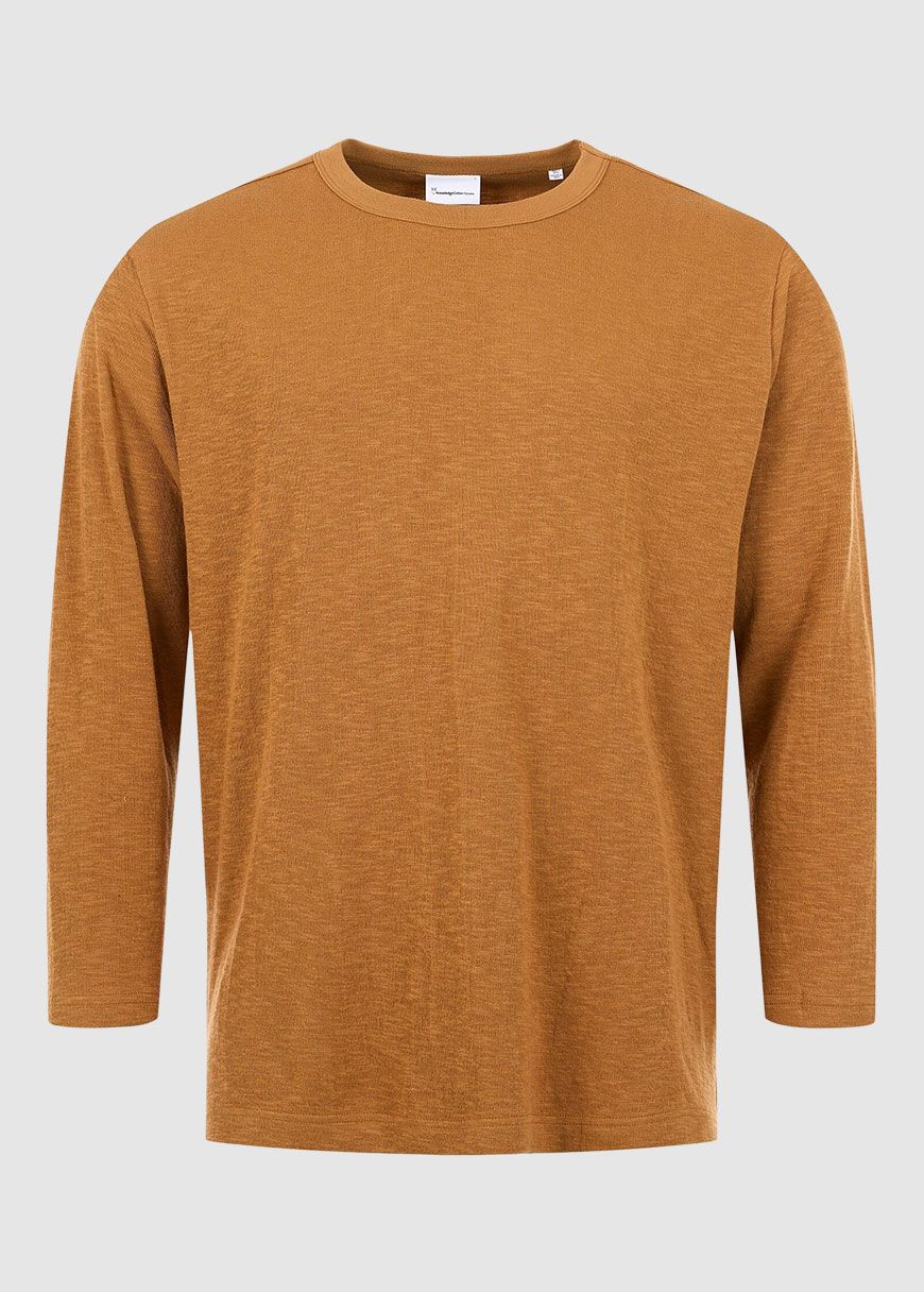 Long Sleeve Cotton Slub Double Layer O-Neck T-Shirt