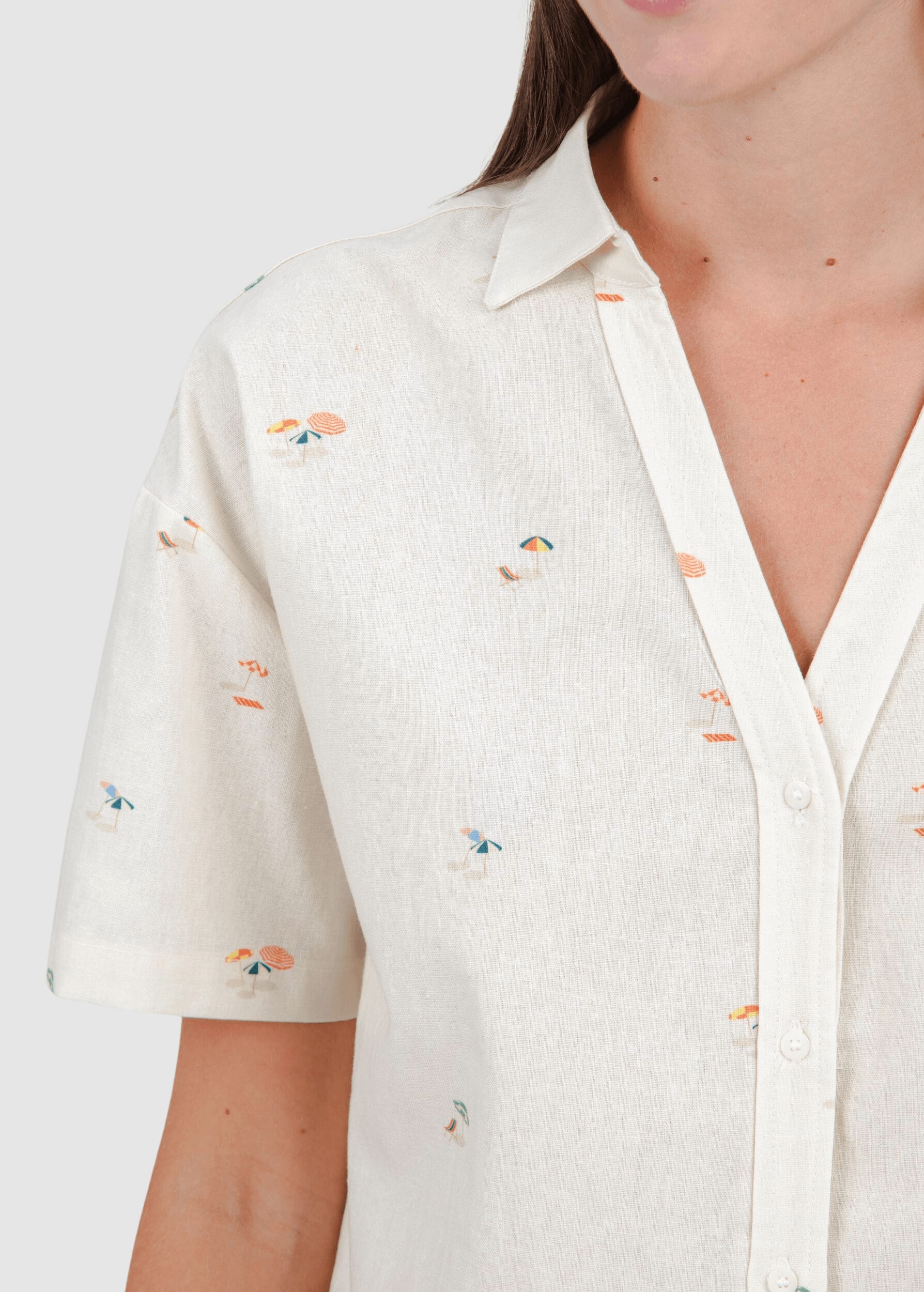 Beach Please Cropped Blouse Ecru