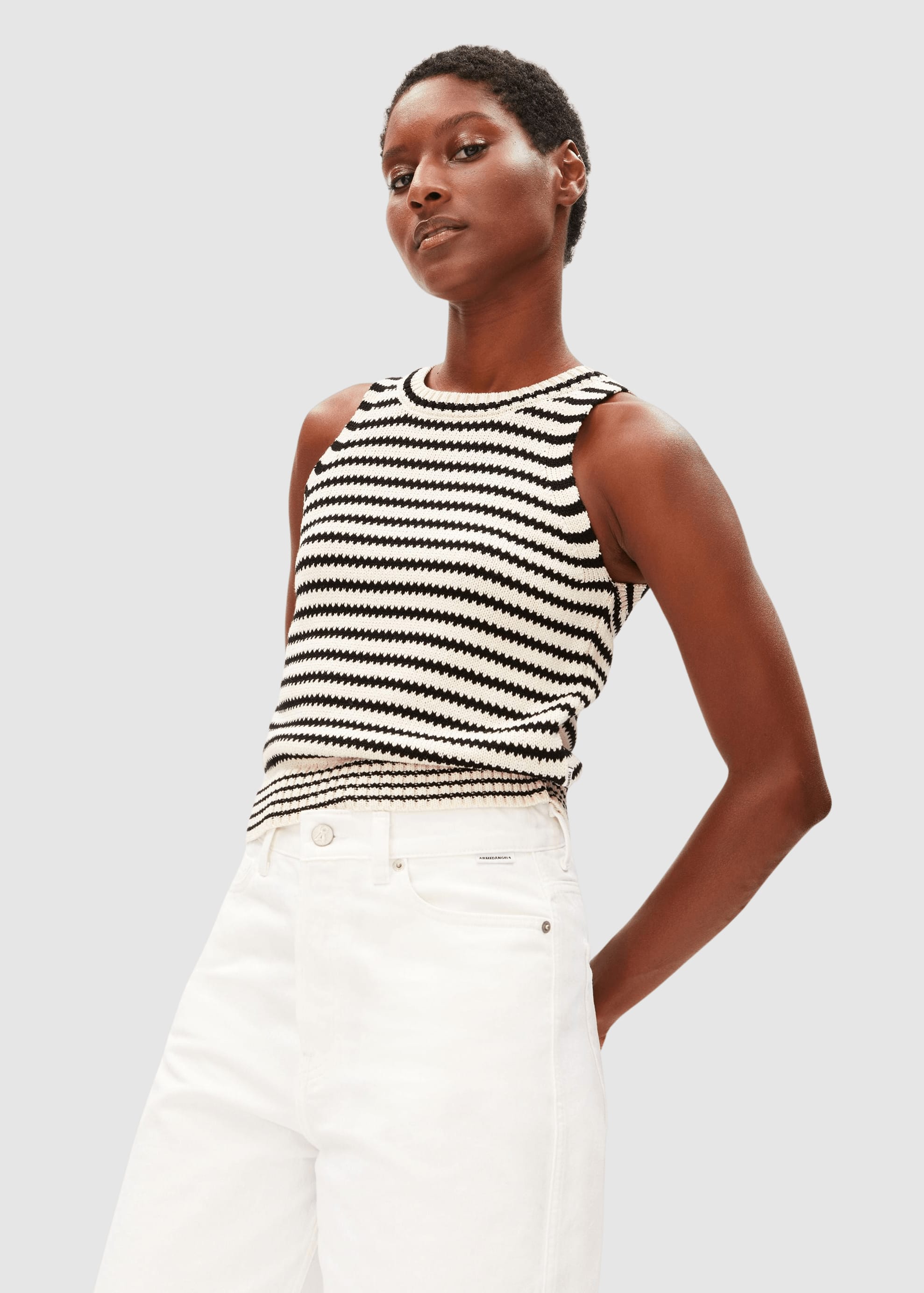 Stripe Knit Top Undyed Black Stripe Knit Top Undyed Black