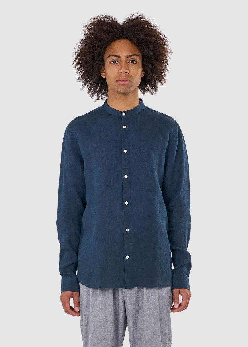 Custom Fit Linen Stand Collar Shirt Custom Fit Linen Stand Collar Shirt